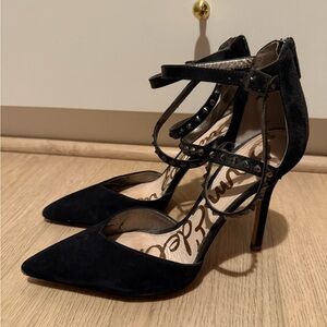 Sam Edelman Black Stiletto Heels with Ankle Straps